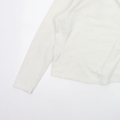 Gap Women Ivory M Stretch Fleece 1/4 Zip High Neck Sweatshirt