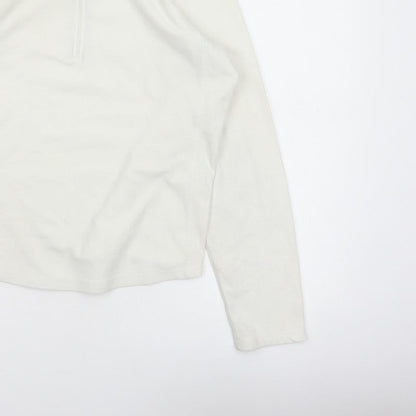 Gap Women Ivory M Stretch Fleece 1/4 Zip High Neck Sweatshirt