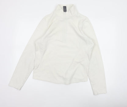 Gap Women Ivory M Stretch Fleece 1/4 Zip High Neck Sweatshirt