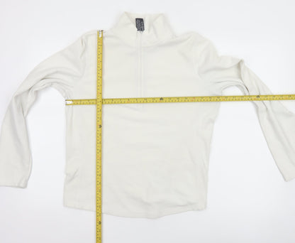 Gap Women Ivory M Stretch Fleece 1/4 Zip High Neck Sweatshirt