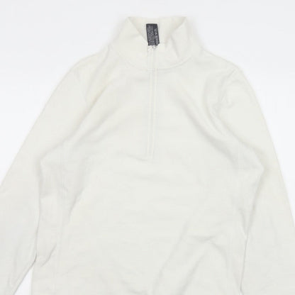 Gap Women Ivory M Stretch Fleece 1/4 Zip High Neck Sweatshirt