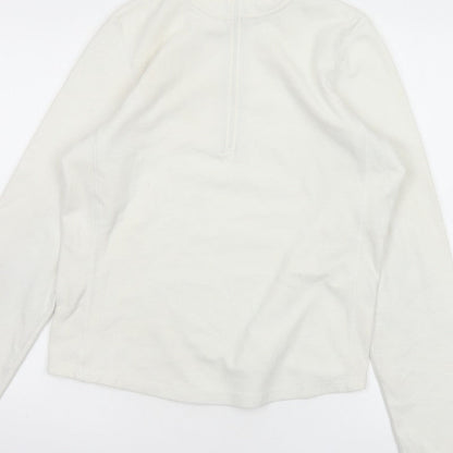 Gap Women Ivory M Stretch Fleece 1/4 Zip High Neck Sweatshirt