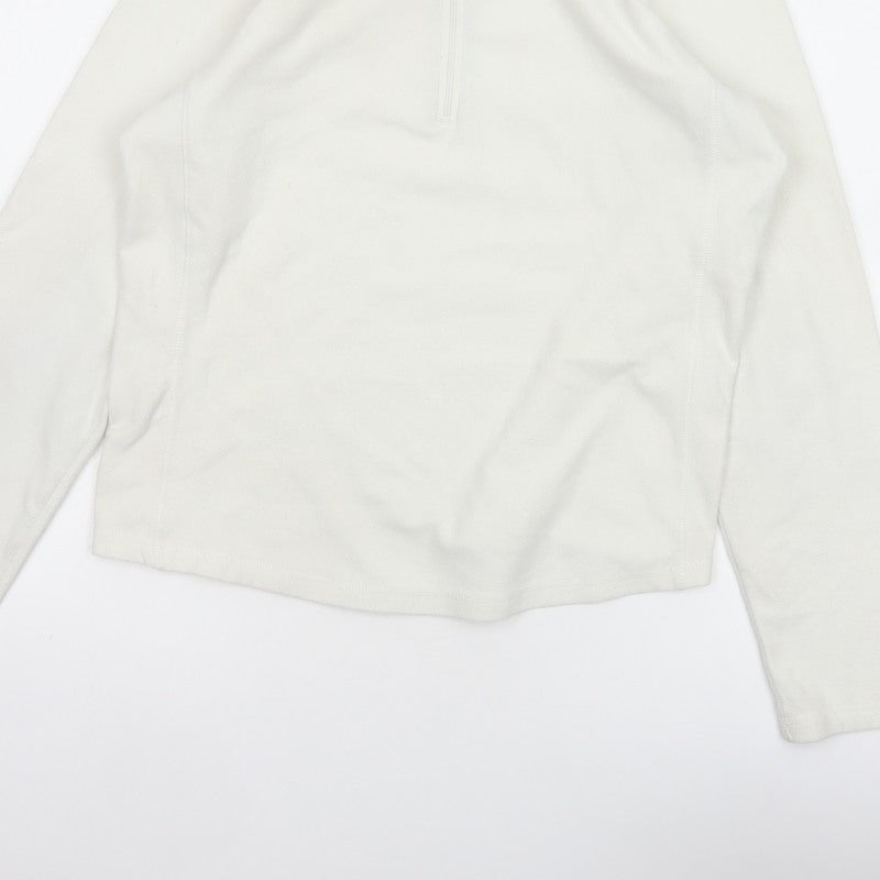 Gap Women Ivory M Stretch Fleece 1/4 Zip High Neck Sweatshirt