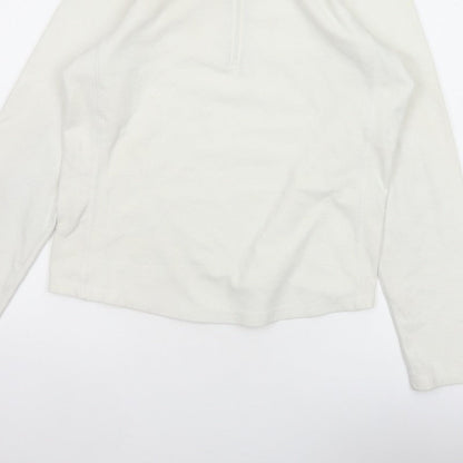 Gap Women Ivory M Stretch Fleece 1/4 Zip High Neck Sweatshirt