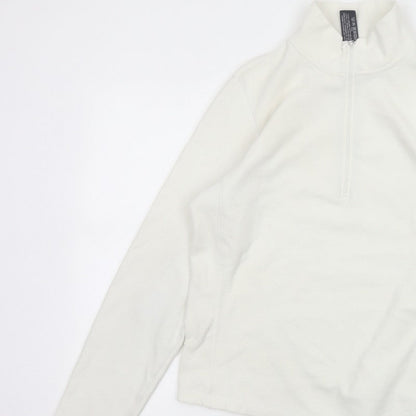 Gap Women Ivory M Stretch Fleece 1/4 Zip High Neck Sweatshirt