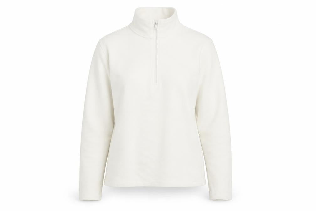 Gap Women Ivory M Stretch Fleece 1/4 Zip High Neck Sweatshirt