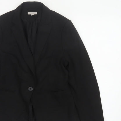H&M Women Black UK 12 Tailored Single-Breasted Blazer Workwear