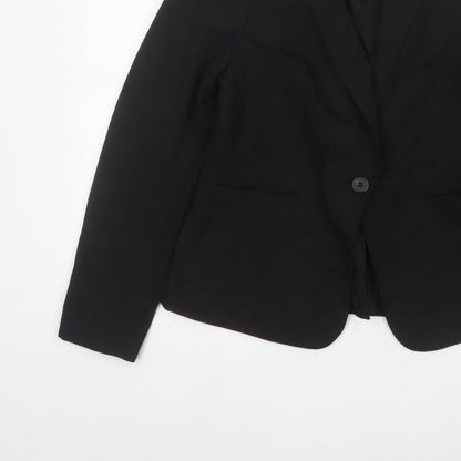 H&M Women Black UK 12 Tailored Single-Breasted Blazer Workwear