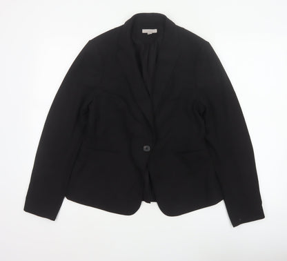 H&M Women Black UK 12 Tailored Single-Breasted Blazer Workwear