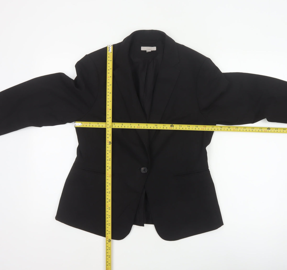 H&M Women Black UK 12 Tailored Single-Breasted Blazer Workwear