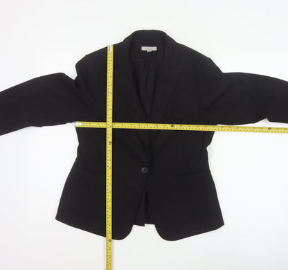 H&M Women Black UK 12 Tailored Single-Breasted Blazer Workwear