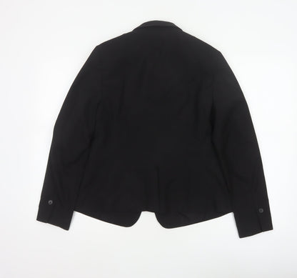 H&M Women Black UK 12 Tailored Single-Breasted Blazer Workwear