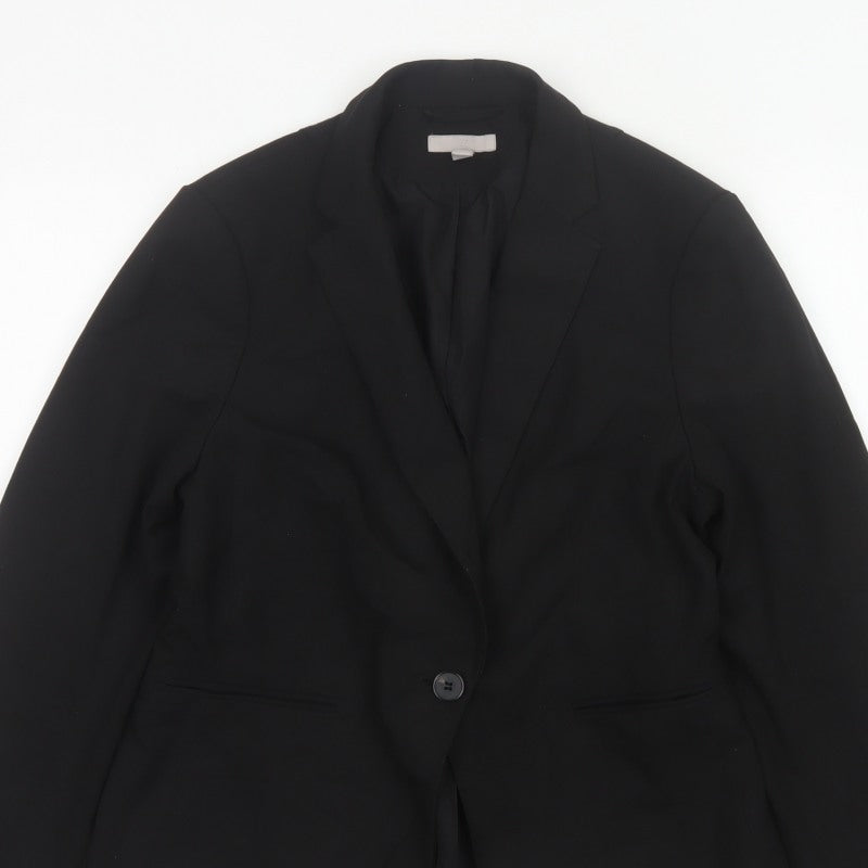 H&M Women Black UK 12 Tailored Single-Breasted Blazer Workwear
