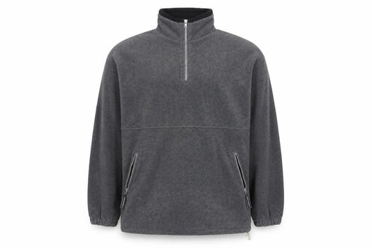 Front view of Hurricane Men’s Grey XL Fleece 1/4 Zip High Neck Pullover Sweatshirt