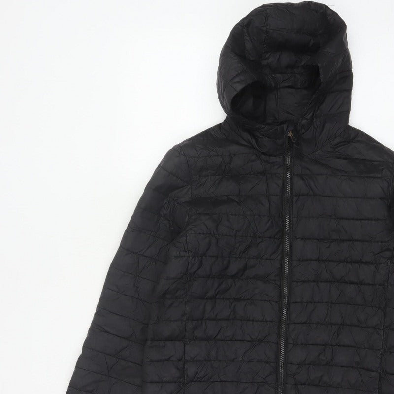 Lands' End Teens Black Size 14 Puffer Jacket Hooded Quilted