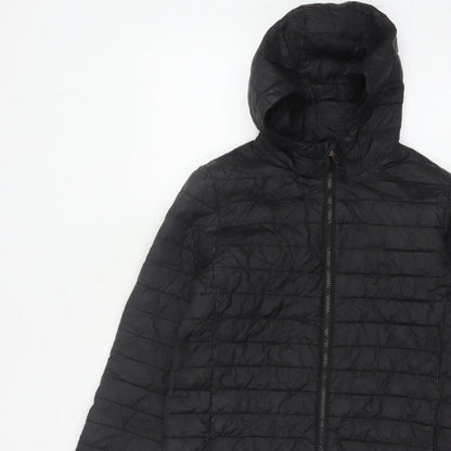 Lands' End Teens Black Size 14 Puffer Jacket Hooded Quilted