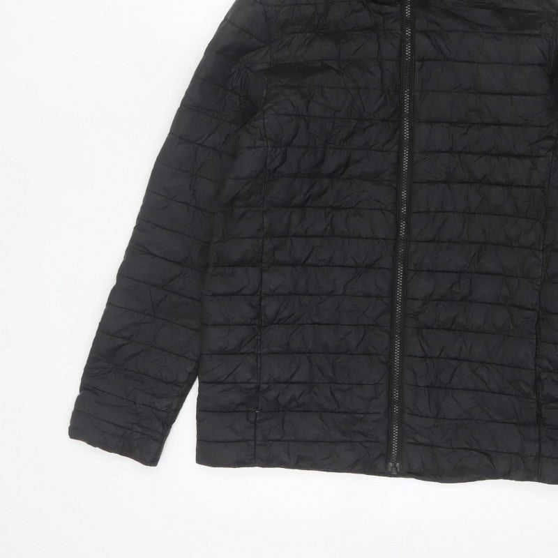 Lands' End Teens Black Size 14 Puffer Jacket Hooded Quilted