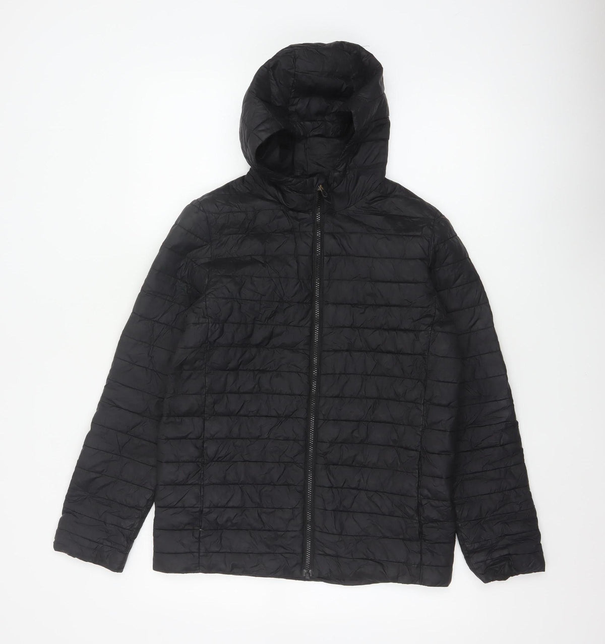 Lands' End Teens Black Size 14 Puffer Jacket Hooded Quilted