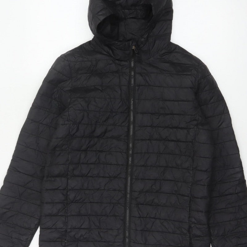 Lands' End Teens Black Size 14 Puffer Jacket Hooded Quilted