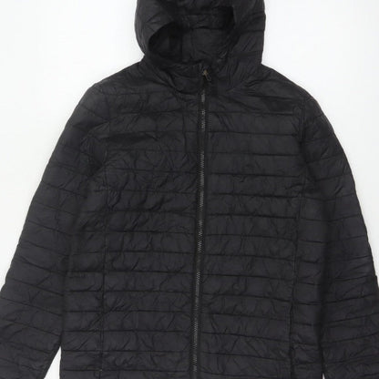 Lands' End Teens Black Size 14 Puffer Jacket Hooded Quilted