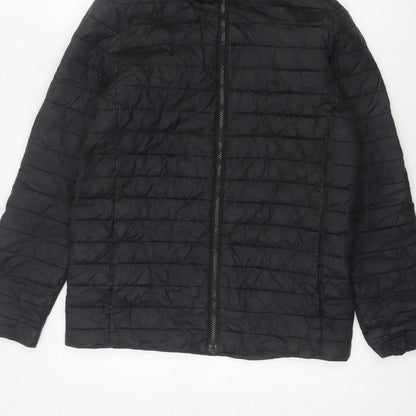 Lands' End Teens Black Size 14 Puffer Jacket Hooded Quilted