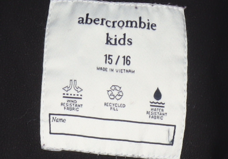 Abercrombie Kids Girls Black 15-16 Padded Puffer Waistcoat Vest