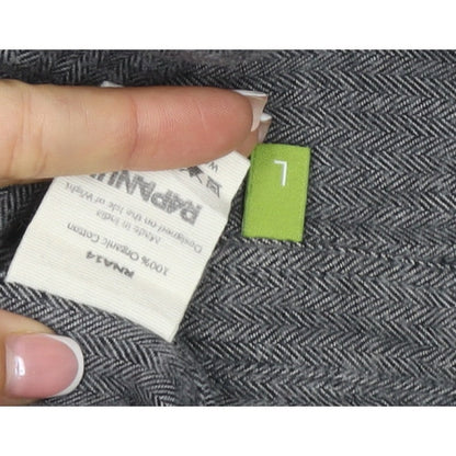 Primark Men Grey L Herringbone Organic Cotton Button-Down Shirt