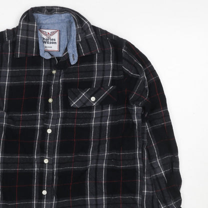 Charles Wilson Men’s Black Plaid Flannel Button-Down Shirt M