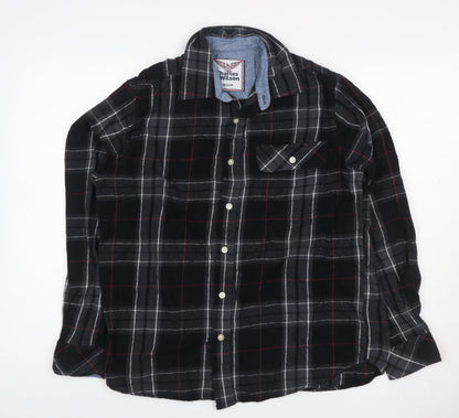 Charles Wilson Men’s Black Plaid Flannel Button-Down Shirt M