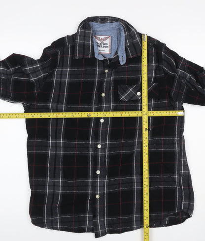 Charles Wilson Men’s Black Plaid Flannel Button-Down Shirt M