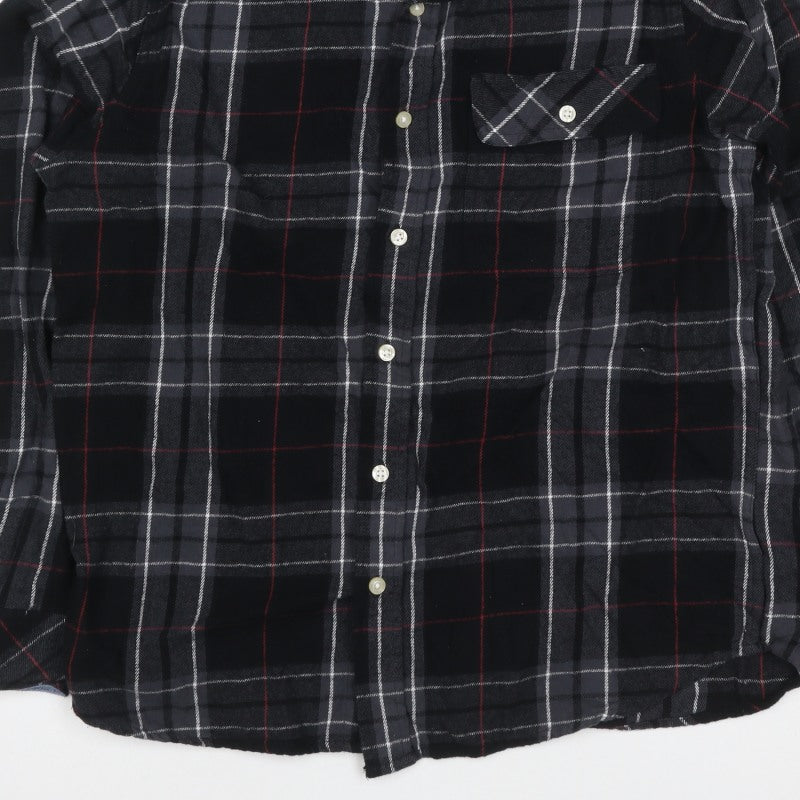 Charles Wilson Men’s Black Plaid Flannel Button-Down Shirt M
