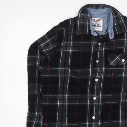 Charles Wilson Men’s Black Plaid Flannel Button-Down Shirt M