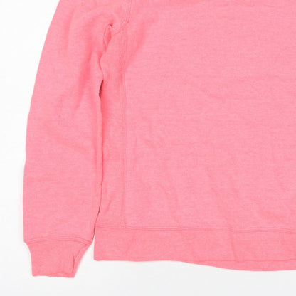 Champion Women Pink M Logo Crew Neck Pullover Sweatshirt Cotton Blend