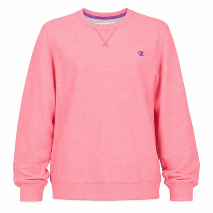 Champion Women Pink M Logo Crew Neck Pullover Sweatshirt Cotton Blend