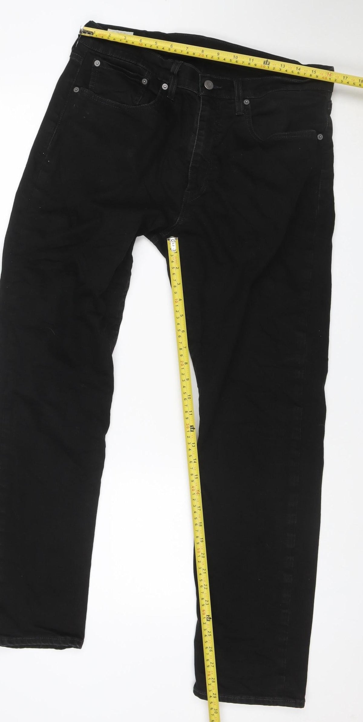 Levi's Men's Black W34 L32 Straight Stretch 5-Pocket Jeans