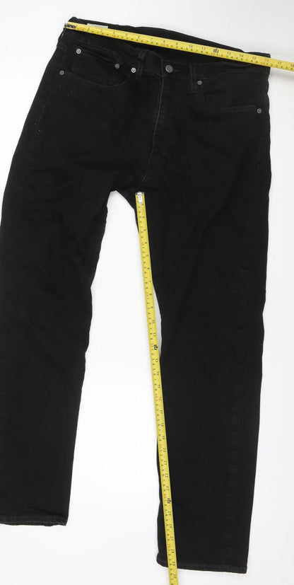Levi's Men's Black W34 L32 Straight Stretch 5-Pocket Jeans