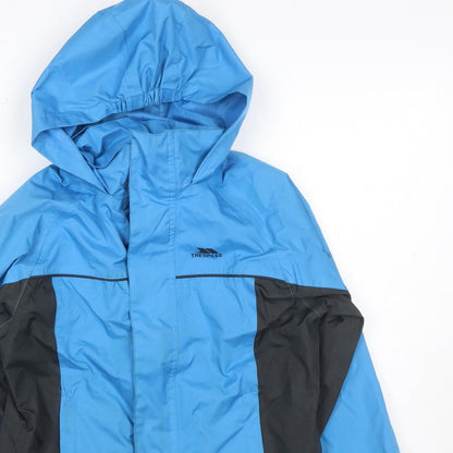 Trespass Boys Blue Black 7-8 Years Ski Jacket Hooded Waterproof TP50