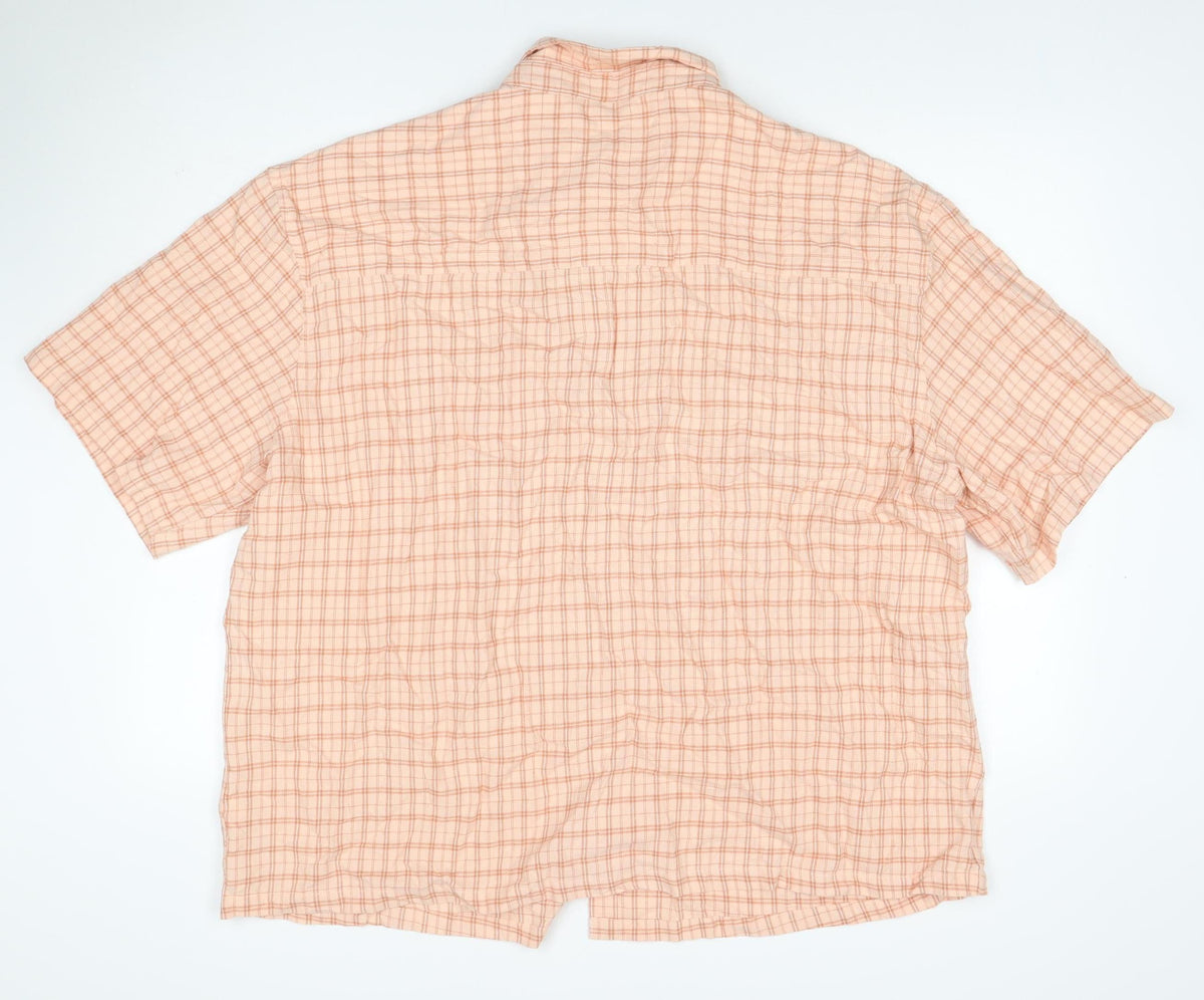 Cotton On Men’s Pink Check Linen Short Sleeve Button-Up Shirt L