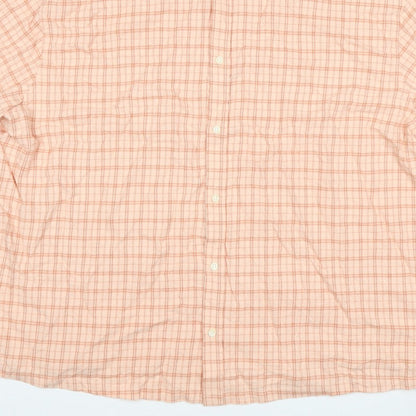 Cotton On Men’s Pink Check Linen Short Sleeve Button-Up Shirt L