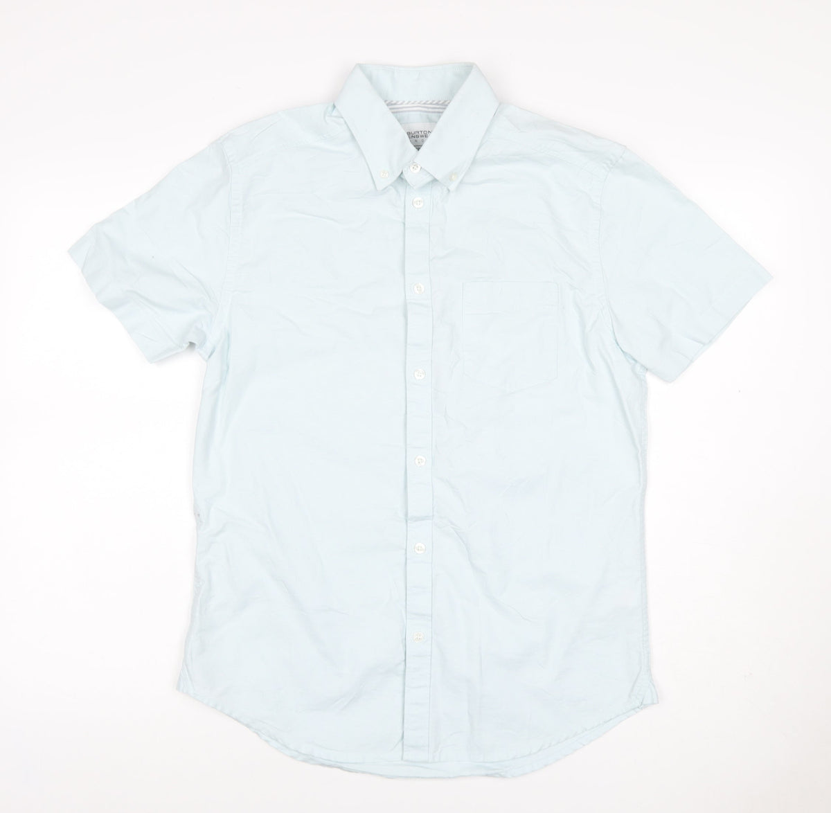 Burton Menswear Men’s Blue M Tailored Short Sleeve Button-Up Shirt