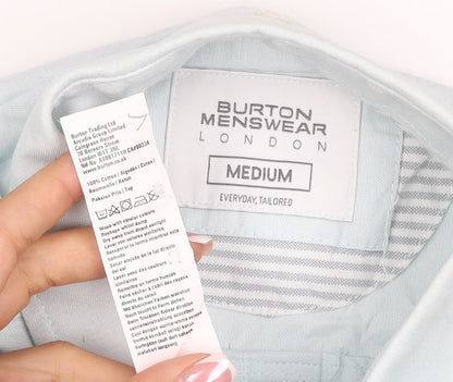 Burton Menswear Men’s Blue M Tailored Short Sleeve Button-Up Shirt