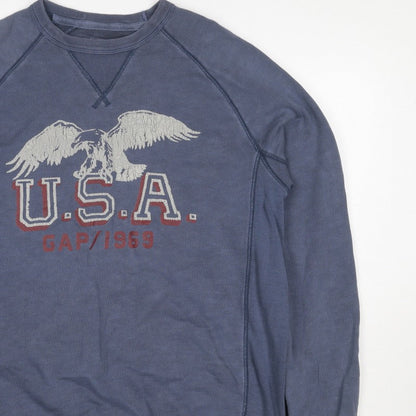 Gap Men Blue M Pullover Crew Neck USA Eagle Graphic Sweatshirt