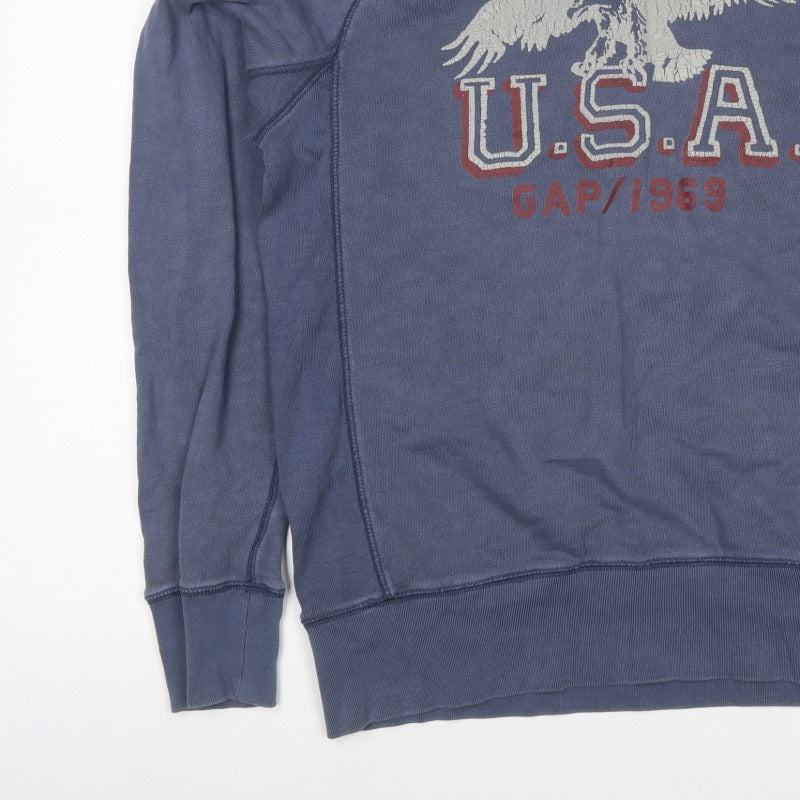 Gap Men Blue M Pullover Crew Neck USA Eagle Graphic Sweatshirt
