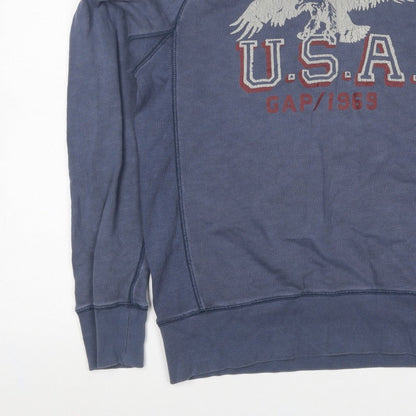 Gap Men Blue M Pullover Crew Neck USA Eagle Graphic Sweatshirt