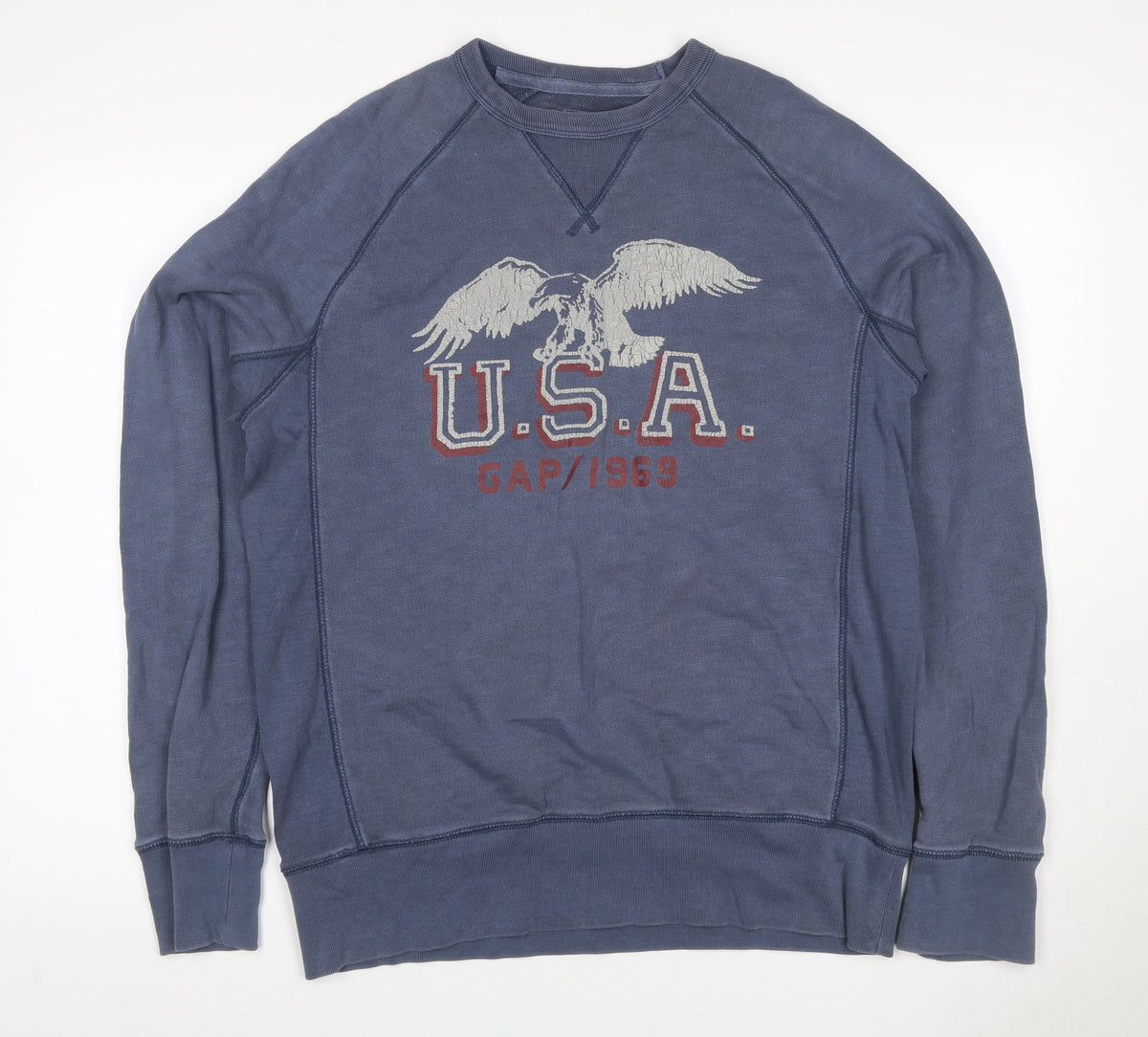 Gap Men Blue M Pullover Crew Neck USA Eagle Graphic Sweatshirt