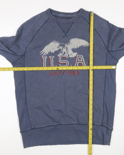 Gap Men Blue M Pullover Crew Neck USA Eagle Graphic Sweatshirt