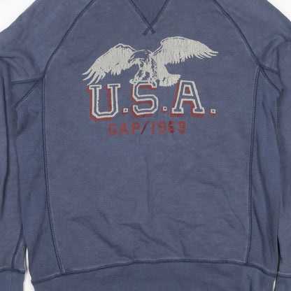 Gap Men Blue M Pullover Crew Neck USA Eagle Graphic Sweatshirt
