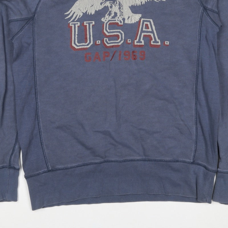 Gap Men Blue M Pullover Crew Neck USA Eagle Graphic Sweatshirt