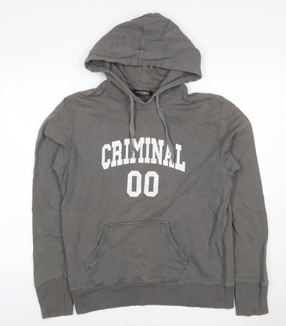 Criminal Men’s Grey M Pullover Hoodie College Graphic Print