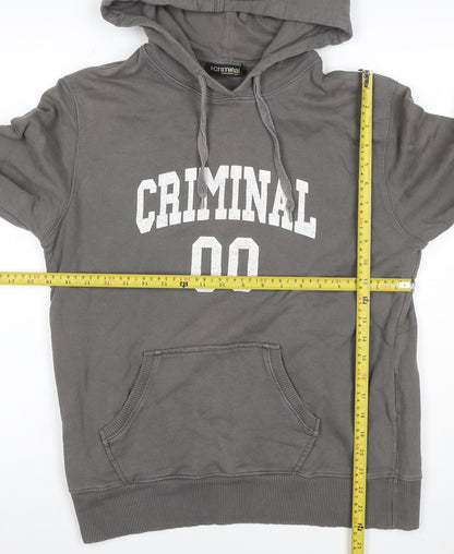 Criminal Men’s Grey M Pullover Hoodie College Graphic Print